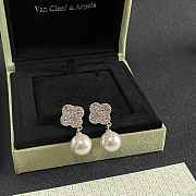 Okify VCA Silver Earrings With Diamond And Pearl - 5