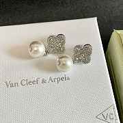 Okify VCA Silver Earrings With Diamond And Pearl - 6