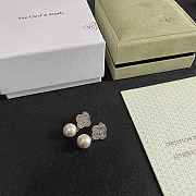 Okify VCA Silver Earrings With Diamond And Pearl - 3