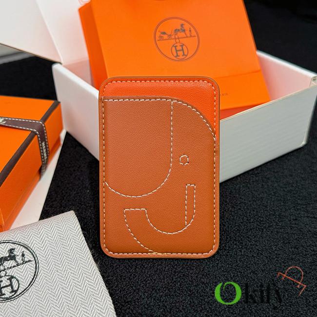 Okify Hermes Orange MagSafe Magnetic Card Holder  - 1