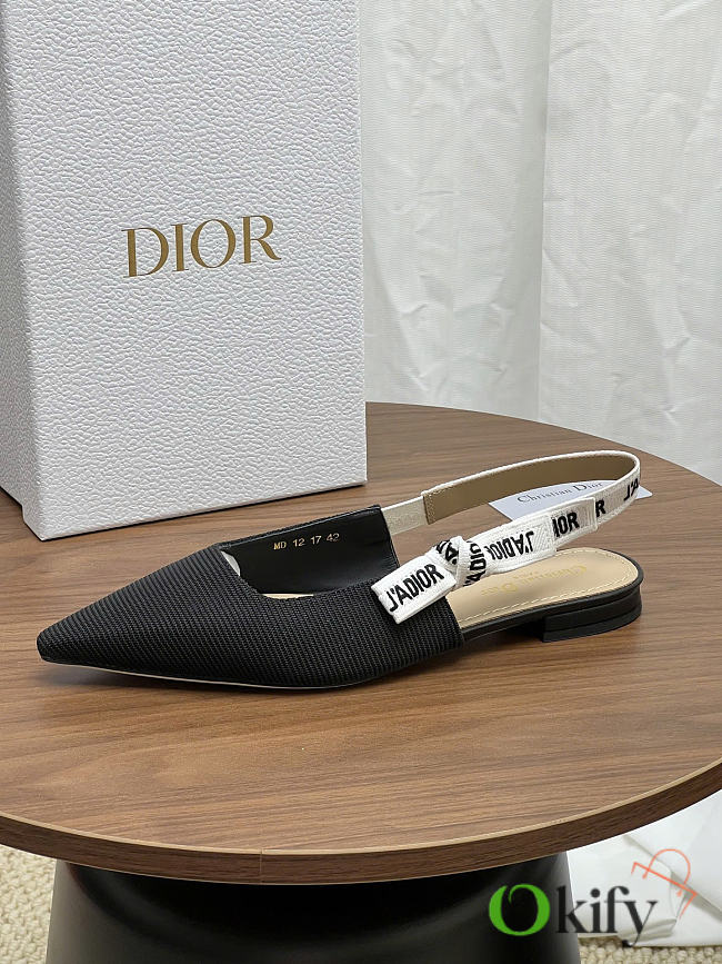 Okify Dior J'Adior Black Slingback 1cm - 1