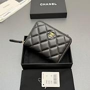 Okify CC Black Lambskin Gold Hardware Zipper Small Wallet 12x9x2cm - 2