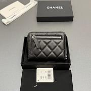 Okify CC Black Lambskin Silver Hardware Zipper Small Wallet 12x9x2cm - 2