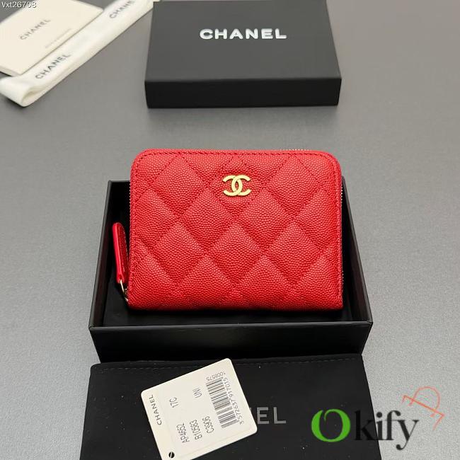 Okify CC Red Caviar Zipper Small Wallet 12x9x2cm - 1