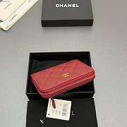 Okify CC Red Burgundy Caviar Zipper Small Wallet 12x9x2cm - 3