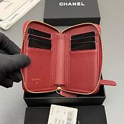 Okify CC Red Burgundy Caviar Zipper Small Wallet 12x9x2cm - 5