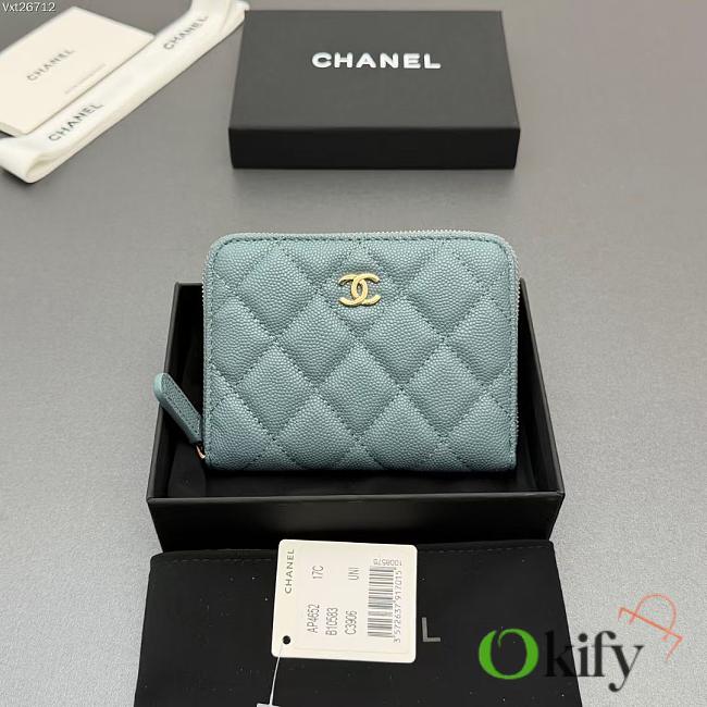 Okify CC Blue Caviar Zipper Small Wallet 12x9x2cm - 1
