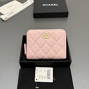 Okify CC Light Pink Caviar Zipper Small Wallet 12x9x2cm - 1