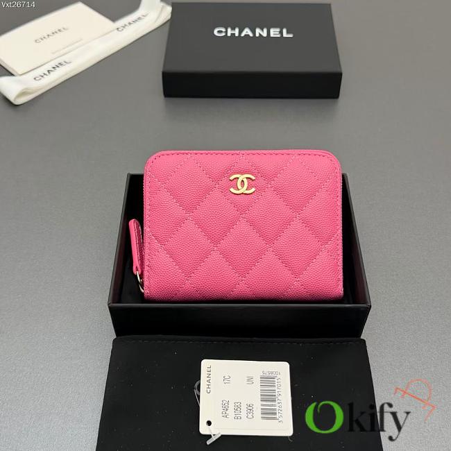 Okify CC Pink Caviar Zipper Small Wallet 12x9x2cm - 1