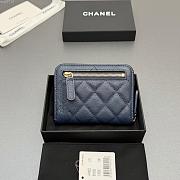 Okify CC Dark Blue Caviar Zipper Small Wallet 12x9x2cm - 6