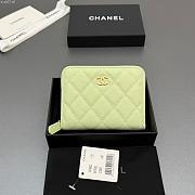 Okify CC Light Green Caviar Zipper Small Wallet 12x9x2cm - 1