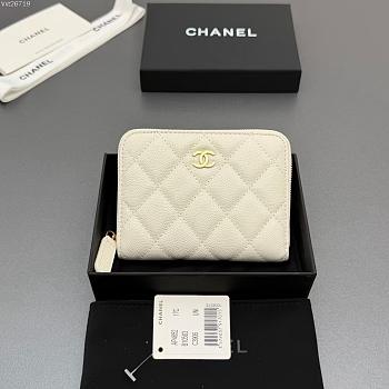 Okify CC White Caviar Zipper Small Wallet 12x9x2cm