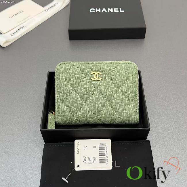 Okify CC Green Caviar Zipper Small Wallet 12x9x2cm - 1