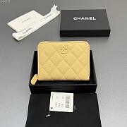 Okify CC Light Yellow Caviar Zipper Small Wallet 12x9x2cm - 1