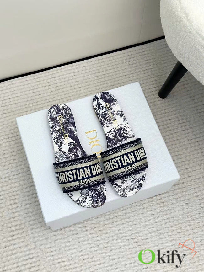 Okify Dior Black Slides 6308  - 1