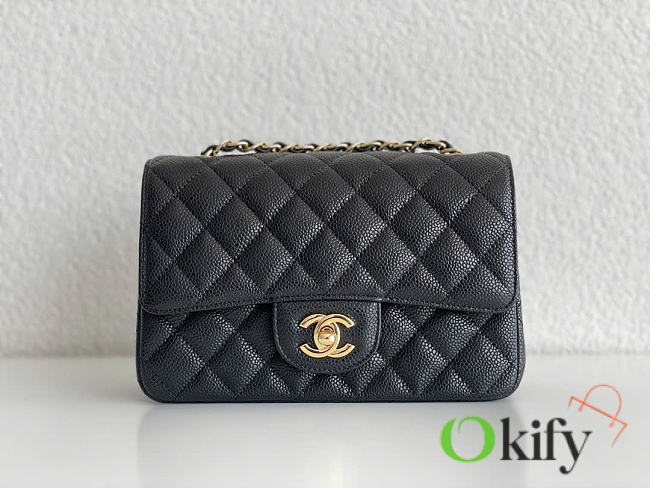 Okify CC Flap Bag Black Caviar 20cm - 1