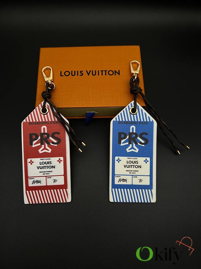 Okify Louis Vuitton Blue/Red Boarding Pass Key Chain  - 1