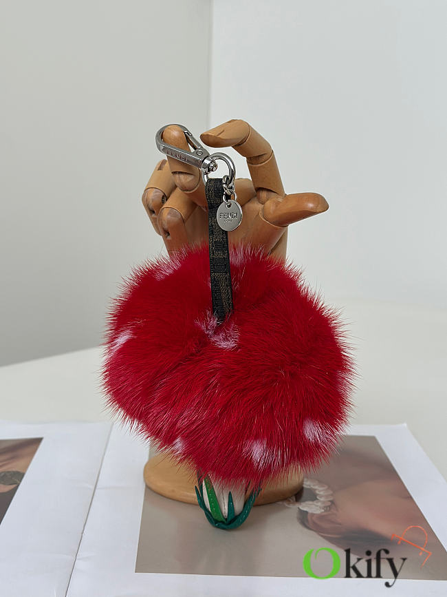 Okify Fendi Red Mushroom Bag Charm - 1