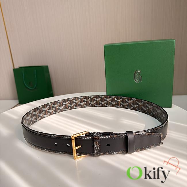 Okify Goyard Black Belt Gold Hardware 4cm - 1