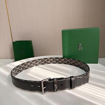 Okify Goyard Black Belt Vintage Silver Hardware 4cm