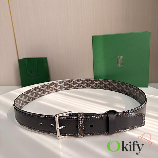 Okify Goyard Black Belt Silver Hardware 4cm - 1