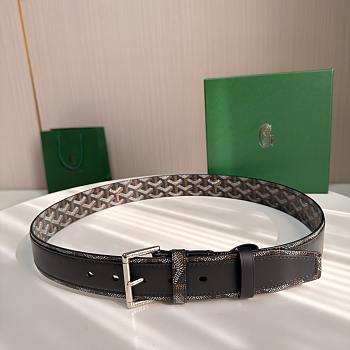 Okify Goyard Black Belt Silver Hardware 4cm