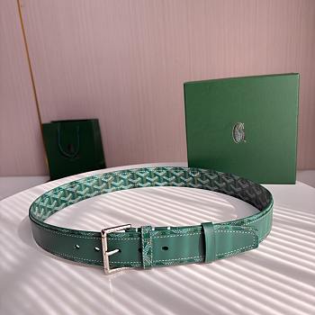 Okify Goyard Green Belt Silver Hardware 4cm