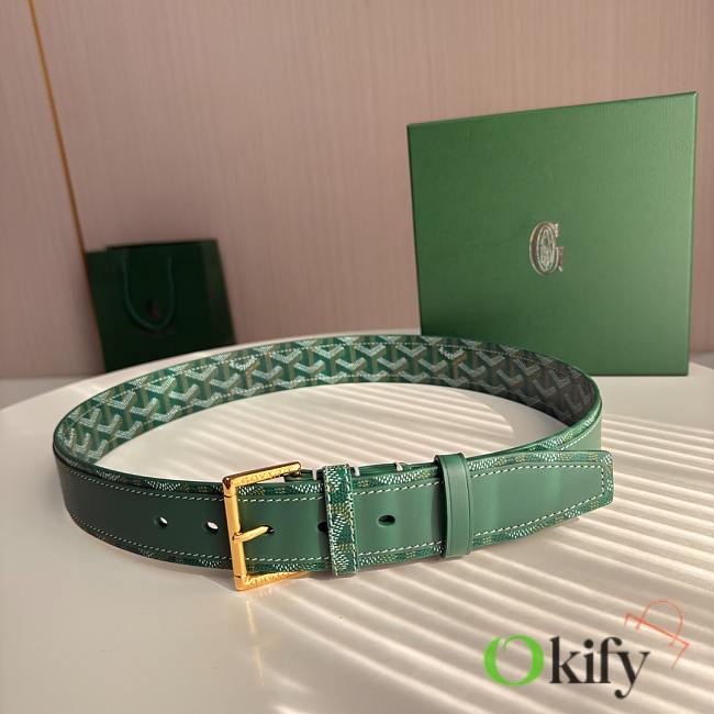 Okify Goyard Green Belt Gold Hardware 4cm - 1