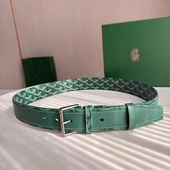 Okify Goyard Green Belt Vintage Silver Hardware 4cm