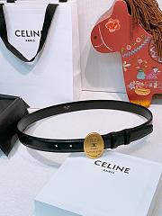Okify Celine Black Leather Belt Gold Hardware 2.5cm  - 1