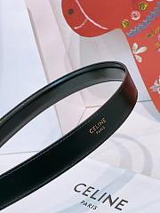 Okify Celine Black Leather Belt Silver Hardware 2.5cm  - 6