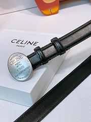 Okify Celine Black Leather Belt Silver Hardware 2.5cm  - 2