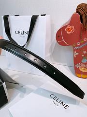Okify Celine Black Leather Belt Silver Hardware 2.5cm  - 3