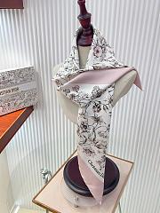 Okify Dior Pink Flower Twill Silk Square Scarf 90x90cm - 6
