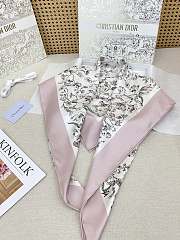 Okify Dior Pink Flower Twill Silk Square Scarf 90x90cm - 5