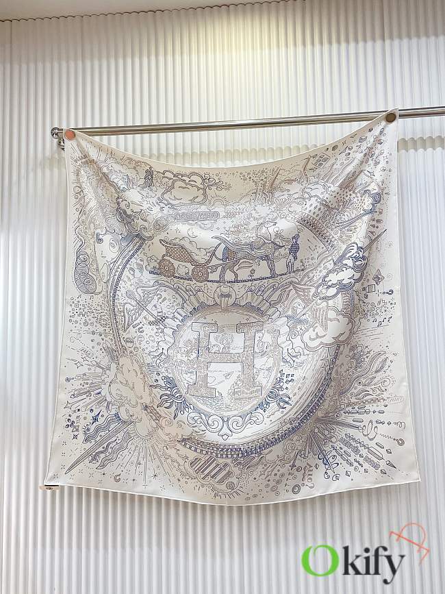 Okify Hermes Mulberry Silk Square Scarf 90x90cm 28404 - 1