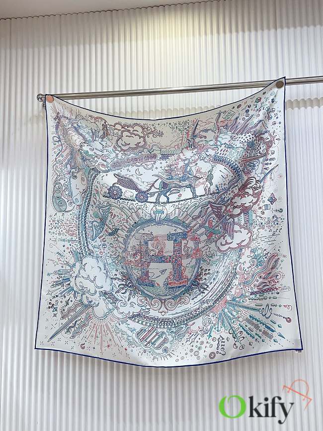 Okify Hermes Mulberry Silk Square Scarf 90x90cm 28405 - 1