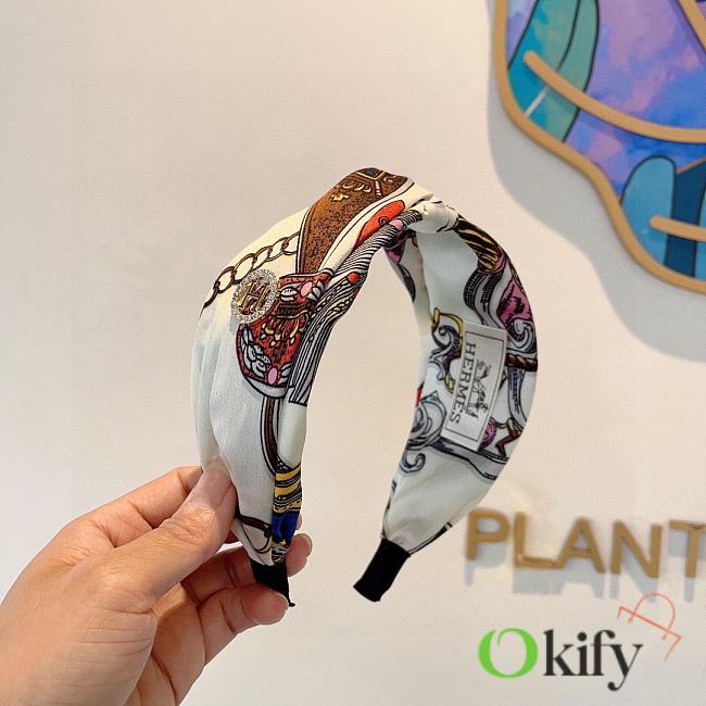 Okify Hermes White Silk Headband  - 1