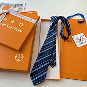 Okify Louis Vuitton Dark Blue Silk Tie 28426 - 1