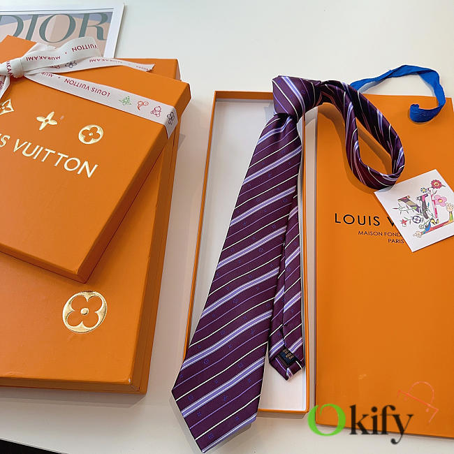 Okify Louis Vuitton Purple Silk Tie  - 1