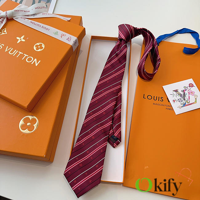 Okify Louis Vuitton Red Silk Tie  - 1