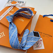 Okify Louis Vuitton Blue Silk Tie 28430 - 3