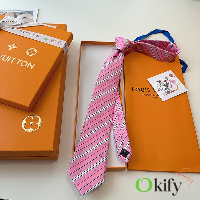 Okify Louis Vuitton Pink Silk Tie  - 1