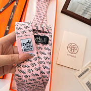 Okify Hermes Pink Silk Tie - 5