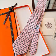 Okify Hermes Pink Silk Tie - 2