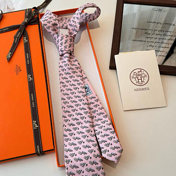 Okify Hermes Pink Silk Tie