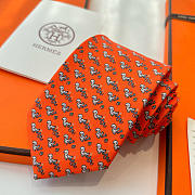 Okify Hermes Orange Silk Tie - 6