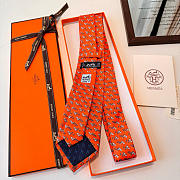 Okify Hermes Orange Silk Tie - 2