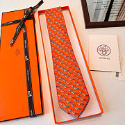 Okify Hermes Orange Silk Tie - 3
