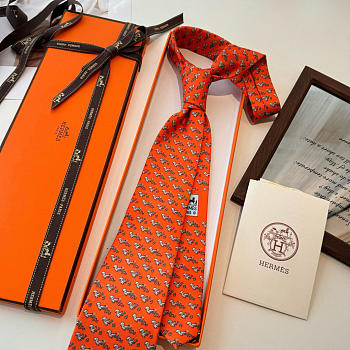 Okify Hermes Orange Silk Tie